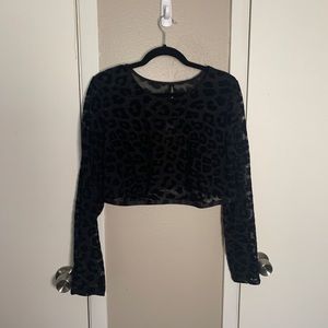 Torrid Long Sleeve Leopard Print Crop Top